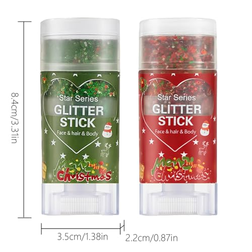 Christmas Body Glitter Stick,Face Hair Glitter Makeup for Women,Waterproof Christmas Hair Glitter,Singer Concert Festival ...