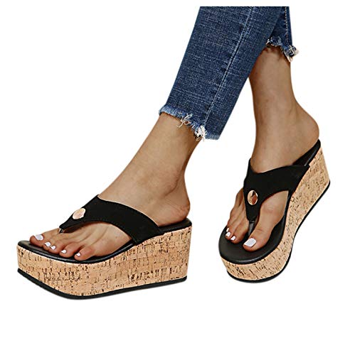 JEUROT Beach Sandals for Women Summer Casual Wedge Thong Sandal Slip On Platform Flip Flops Comfortable Walking Shoes