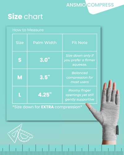 ANSMIO Rayon Derived from Bamboo Compression Gloves – Fingerless Arthritis & Carpal Tunnel Support, Lightweight Moisture-W...