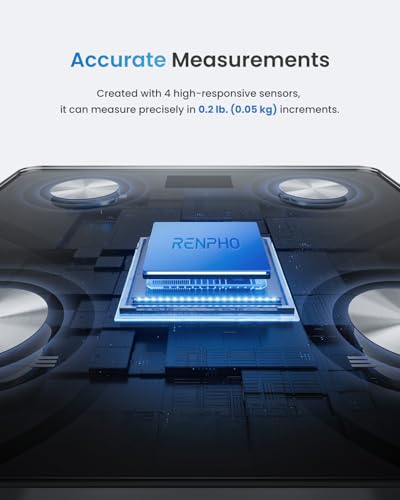 RENPHO Smart Scale for Body Weight, RENPHO Smart Body Measuring Tape, Rechargeable Tape Measure with LED Display