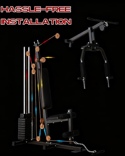 Home Gym Machine with 100LB Weight Stack, Multifunctional Full Body Workout Station for LAT Pulldown, Chest Press, Leg Ext...