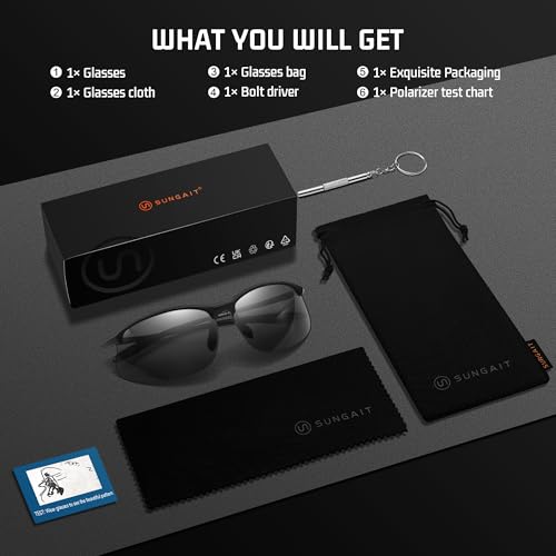 SUNGAIT Sports Sunglasses Ultra-light Rimless Polarized Sun Glasses for Men UV400 Protection Fishing Running Cycling Driving