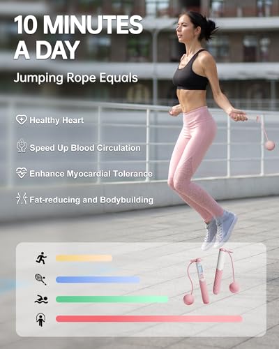 nonogo Cordless Jump Rope with Counter for Fitness - Adjustable Smart Skipping Rope For Men Women Kids Outdoor Speed Boxin...
