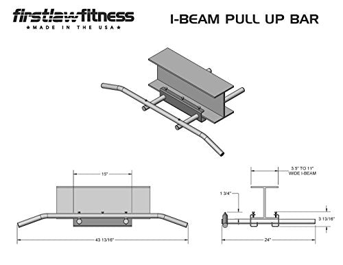 Firstlaw Fitness - 600 LBS Weight Limit - I-Beam Pull Up Bar - Long Bar with Bent Ends - Durable Rubber Grips - RED Label...
