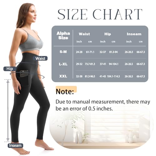 Leafigure 2 Pack Leggings with Pockets for Women, High Waisted Soft Leggings for Yoga Gym