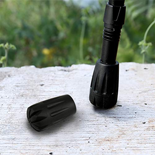 Ruzzut Black Rubber Diamond Trekking Pole Tip Protectors - Hiking Pole Replacement Tips with Shock Absorption, Adds Grip a...