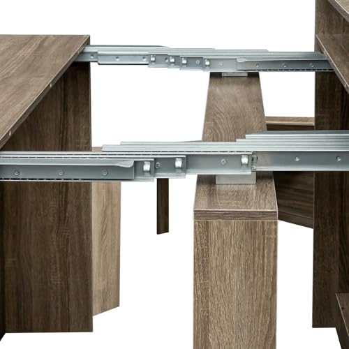 KEIKI 30”-88.4”L Extendable Foldable Dining Room Table with Storage for 1-10 People, Wood Modern Rustic Rectangle Expandab...