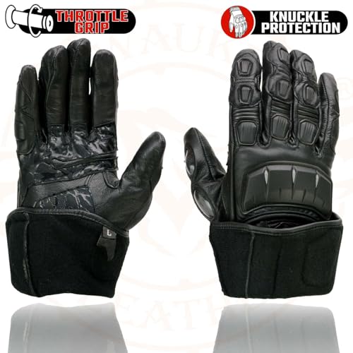 Milwaukee Leather SH717 Men's Black Leather Gauntlet Racing Motorcycle Hand Gloves W/Hard Knuckle Protection Extra Grip Re...