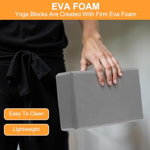 4 Pack Yoga Blocks - Premium EVA Foam Blocks for Pilates Workout, Stretching, Meditation - Yoga Brick for Flexibility, Bal...