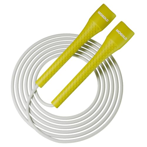 MOGOLD Unbreakable 5mm pvc Jump Rope – Pro-Grade PP Handles with Diamond Texture, 40X Strength PVC Cord, Adjustable 3m Len...
