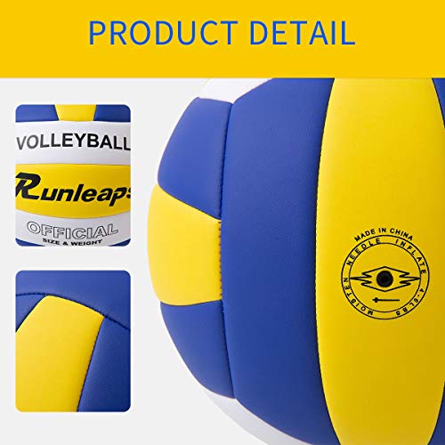 Runleaps Volleyball, Waterproof Indoor Outdoor Volleyball for Beach Game Gym Training (Official Size 5)