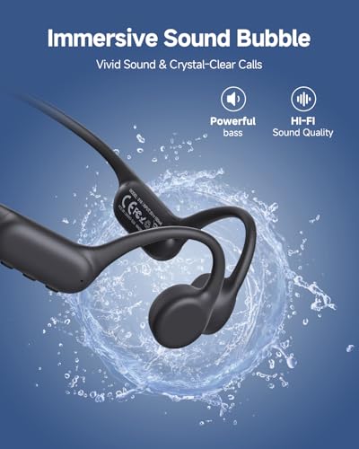 PSIER Bone Conduction Headphones IPX8 Waterproof Swimming Headphones Open Ear Headphones with MP3 Mode 32GB Memory Up to 8...