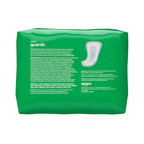 Amazon Basics Men's Incontinence Guards, Maximum Absorbency, 104 Count, (2 Packs of 52)