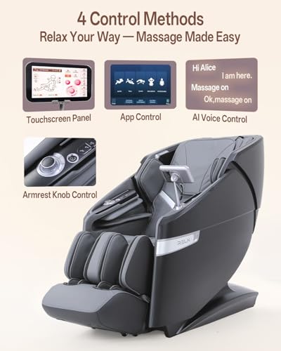 RELX 4D Massage Chair Full Body, 23 Modes Zero Gravity SL-Track Shiatsu Massage Chair with Electric Extendable Footrest, A...
