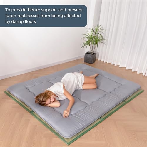 MAXYOYO Japanese Tatami Mat 100% Rush Grass Portable Folding Mat Futon Mattress Firm Traditional Floor Bed 79"x60"x0.47"