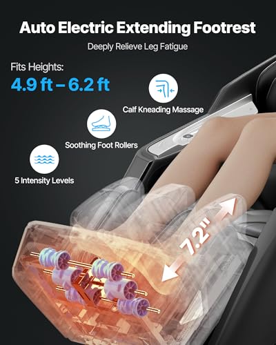 VEVOR 4D+3D Full Body Massage Chair - SL Track, AI Voice Control, Electric Extendable Footrest, Yoga Stretch, TFT Touchscr...