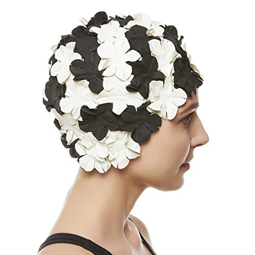 BEEMO Floral Petal Ladies Bathing Swim Cap Women Retro Swim Hat Long/Short Hair