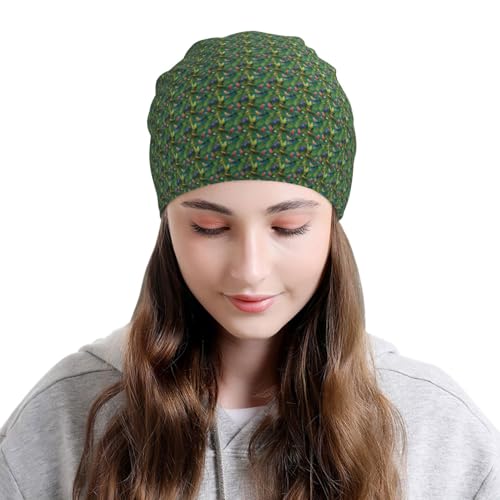 Tropical Plants and Parrots Print Winter Beanie Hat Men Women Soft Lightweight Thermal Cap for Outdoor Skiing Wear Black