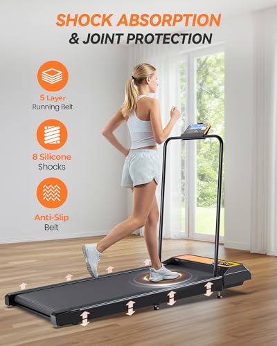 VITALTRACK Walking Pad with Incline and Handle Bar, 2.5 HP Quiet Under Desk Treadmills for Home Small, Portable Walking Pa...