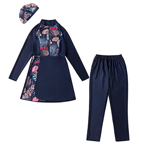 Women Muslim Burkini Swimsuits Modest Swimwear Islamic Long Sleeve Full Cover Hijab Top Swim Pants Sets Bathing Suits