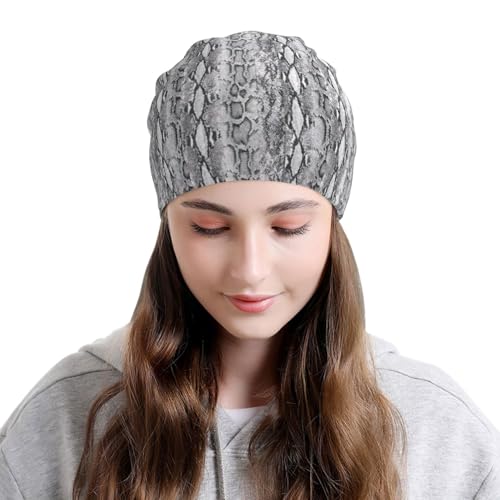 sackhg Snake Skin Black and White Print Winter Beanie Hat Men Women Soft Lightweight Thermal Cap for Outdoor Skiing Wear