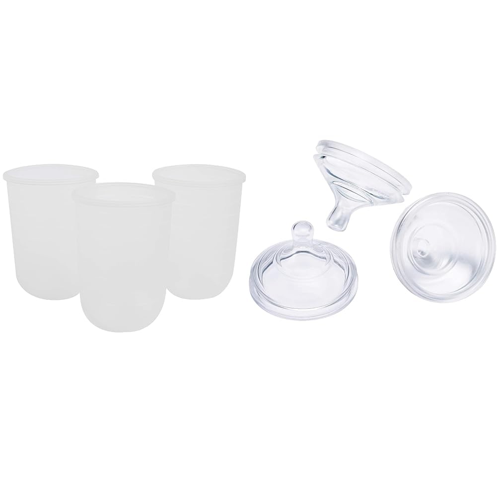 Boon Nursh Reusable Replacement Pouch with Collapsible Silicone Pouch Design - Gray - 8 Oz & Nursh Silicone Baby Bottle Nipples - Bottle Nipples for Boon Nursh Baby Bottles - 3 Count