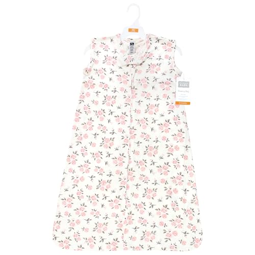 Hudson Baby Unisex Baby Cotton Sleeveless Wearable Sleeping Bag, Sack, Blanket, Neutral Pink Floral, 18-24 Months