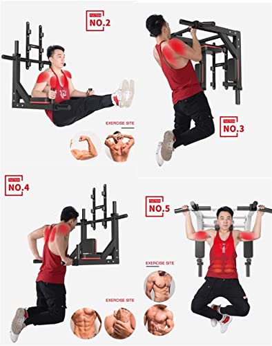 HAKENO Multifunctional Wall Mounted Pull Up Bar/Chin Up bar,Dip Station for Indoor Home Gym Workout,Power Tower Set Gym Eq...