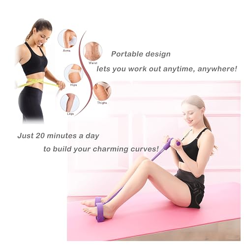 21 Fitness Resistance Bands-6 Tube Pedal Ankle Puller Pedal Resistance Band with Handle for Legs, Arms, Full Body Workout(...