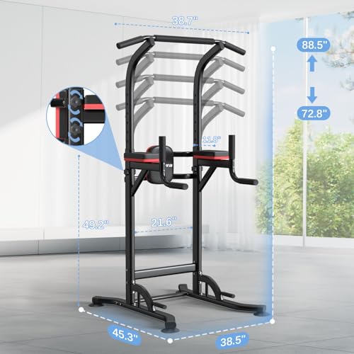 ZENOVA Pull Up Bar Dip Station Multi-Function Strength Training Equipment for Men Women Muscle Building 330/400 LBS Weight...