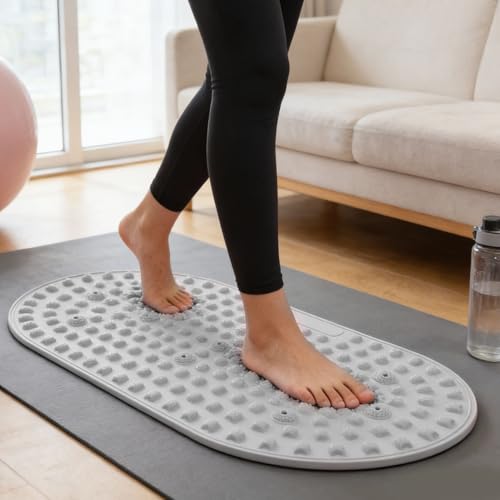 AUNMAS Foot Massage Mat, Silicone Anti Slip Acupressure Mat with 11 Magnetic Stones, Stimulating Acupoints for Home Office...