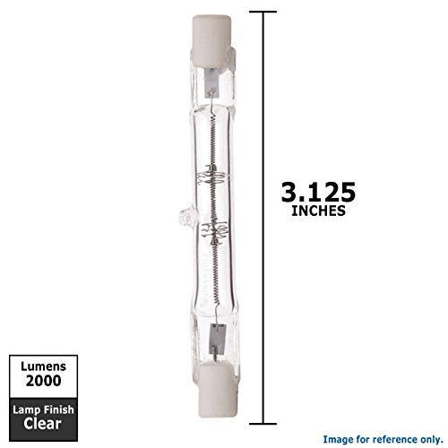Satco 100W Halogen T3 Light Bulb, 1650 Lumens, Dimmable, R7S Base, Clear, Model S3146, 78Mm, 1