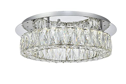 Elegant Lighting Monroe LED Flush Mount Light, Chrome, Crystal, 17.7inx17.7inx5.1in, Model 3503F18C