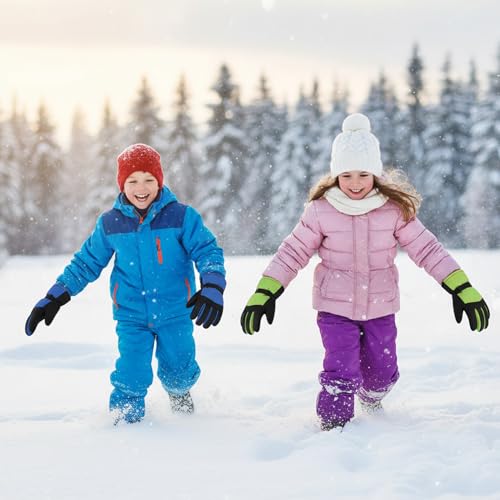 XiuGlimpse Ski Gloves, Valentines Day Gifts Waterproof & Breathable Snowboard Mittens for Boys & Girls, Winter Warm Gloves