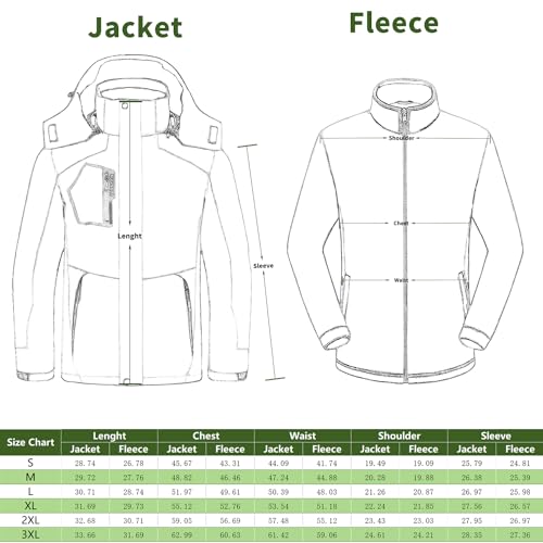 Kugnala Mens Winter Skiing Jacket 3 in 1 Waterproof Warm Snow Fleece Lining Coat Hooded Windproof Jacket S-6XL