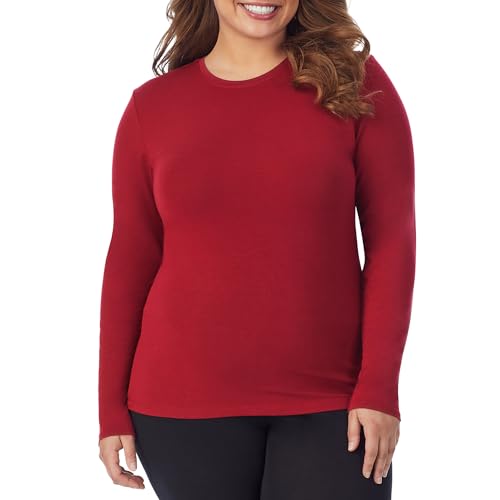 Cuddl Duds Women's Softwear with Stretch Long Sleeve Crew Neck Top -Layering Top with Smooth Fabrication, Body-Hugging Fit