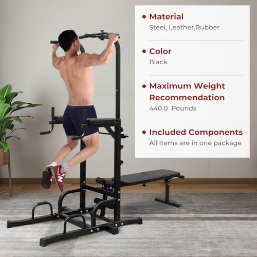 Tappio Power Tower Pull Up Bar for Home Gym, Multi Functional Pull Up Bar Stand Dip Bar Station with Weight Bench, Adjusta...