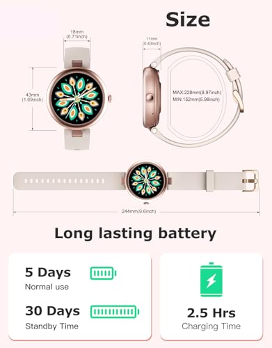 SHANG WING Fitness Tracker, Round Fitness Watches for Women with Bluetooth Call Heart Rate Monitor Sleep Tracker Calorie/S...