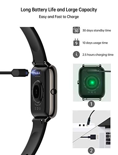 Popglory Smart Watch, Smartwatch with Blood Pressure, Blood Oxygen Monitor, Fitness Tracker with Heart Rate Monitor, Full ...