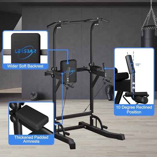 Power Tower Pull Up Dip Station, Heavy Duty Pull Up Station Dip Bar Station Multi-Function Home Gym Strength Training Fitn...