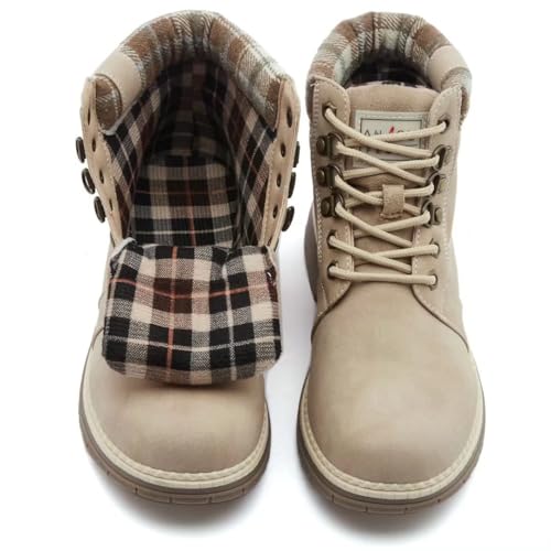 ANJOUFEMME Casual Winter Hiking Boots For Women - Womens Outdoor Snow Ankle Boots Waterproof Lightweight Lace up Fur Lined...