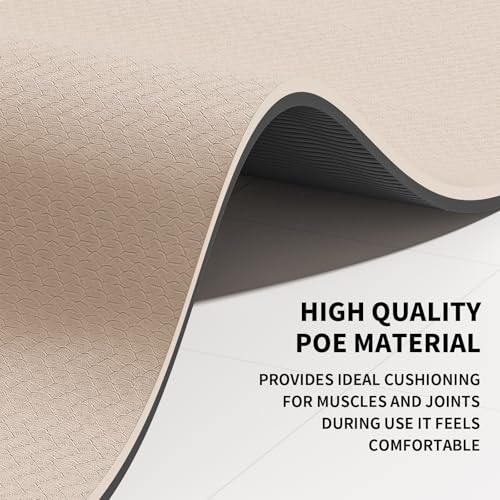 Large Yoga Mat (6'x 4') - Extra Long and Wide Workout Mat for Men and Women,Non-Slip POE 0.32''/0.4'' Thick Fitness Mat, E...