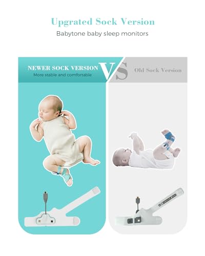 Babytone Baby Sleep Sock Monitor, Tracking Heart Rate and Movement for Infant, Wearable Foot Monitor Smart Sock with Bluet...