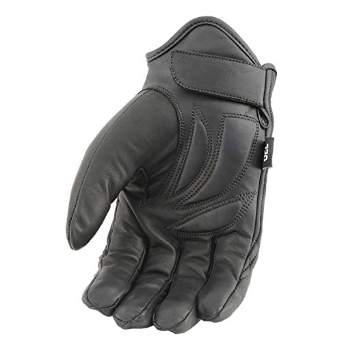 Milwaukee Leather MG7522 Men's Black Leather Waterproof Cruiser Motorcycle Hand Gloves W/Gel Padded Palm