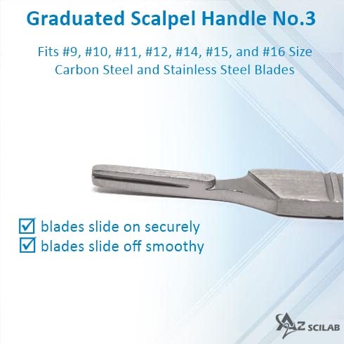 Premium Quality Scalpel Handle #3, Stainless Steel (Fits Size 9-16 Scalpel Blades)