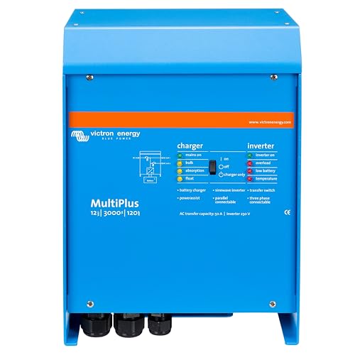 Victron Energy Multiplus 230V 3000Va 12-Volt Pure Sine Wave Inverter 120 Amp Battery Charger, 50 Amp Transfer Switch
