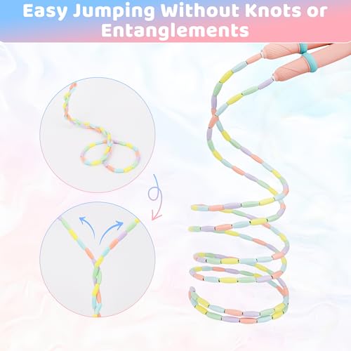 Coolrunner 9 FT Upgraded Kids Jump Rope, 2PC Soft Beaded Skipping Rope with Soft Anti-slip Handles, Adjustable Jumping Rop...