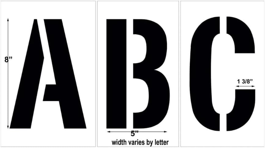 8" Alphabet Stencil Kit | Part# 10000903 | 26-Piece Kit Includes Letters A-Z | Letter Height is 8" | Durable 1/8" PolyTough Lifetime | Made in USA
