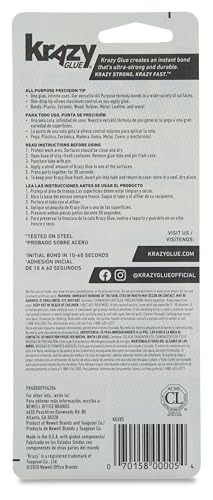Krazy Glue KG58548R All-Purpose 0.07 Oz Super Glue Tube; Great for Everyday Household Repairs; Forms an Extra-Strong Bond on Wood, Rubber, Glass, Metal, Plastic and Ceramic