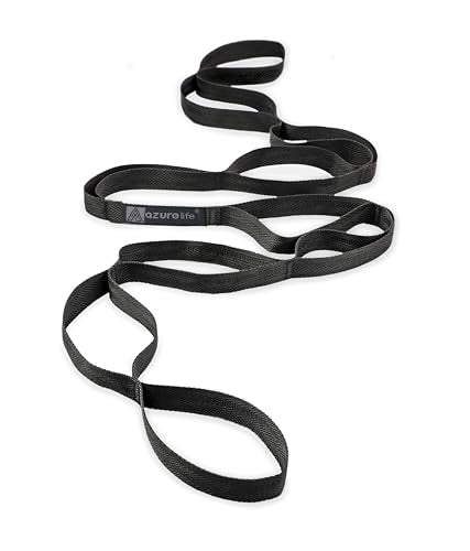 A AZURELIFE Premium Durable Stretch Straps with Loops, Stretching Strap for Physical Therapy, Multi-Loop Yoga Strap Fitnes...